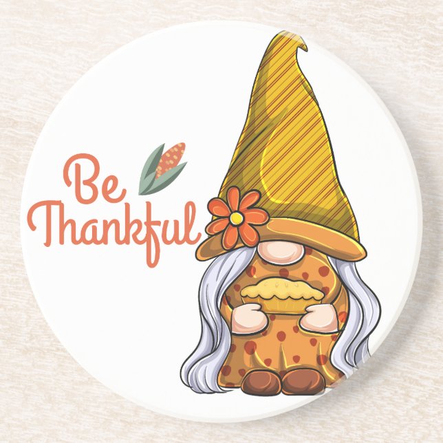 Gnomes female give thanks coaster (Front)