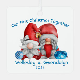 Gnomes First Christmas Together Metal Tree Decoration