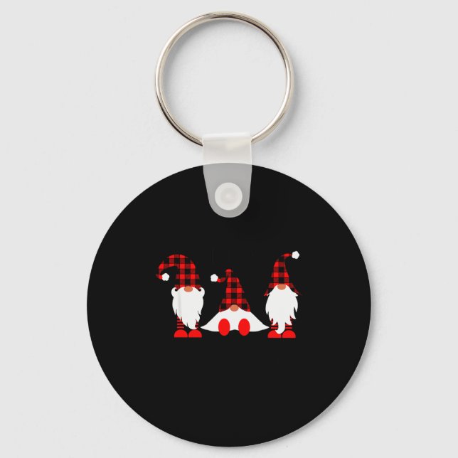 Gnomes For The Holidays Buffalo Plaid Gnome Christ Key Ring (Front)