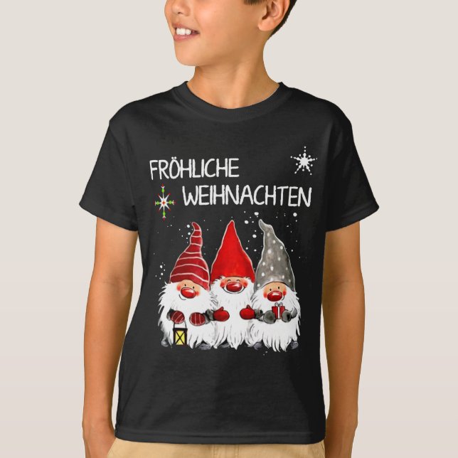 Gnomes Frohliche Weihnachten Funny Christmas T-Shirt (Front)