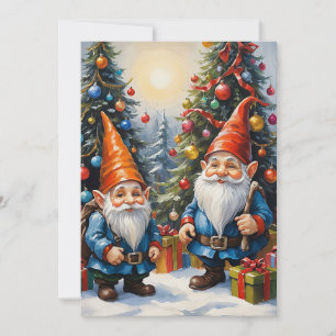 Gnomes Funny Trendy Whimsical Fantasy No Photo Holiday Card