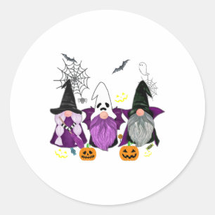 Gnomes Ghost Scary Gnome Autumn Pumpkin Halloween Classic Round Sticker