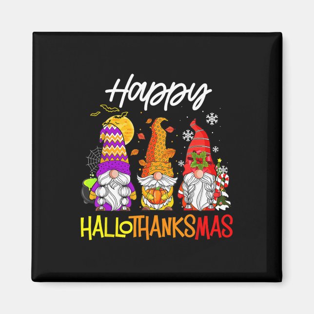 Gnomes Hallothanksmas Halloween Thanksgiving Chris Magnet (Front)