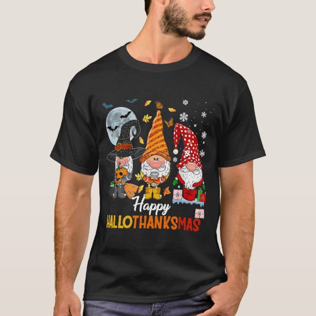Gnomes  Halloween Merry Christmas Happy Hallothank T-Shirt (Front)