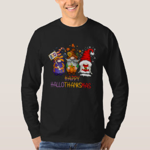 Gnomes Halloween Merry Christmas Happy Hallothanks T-Shirt