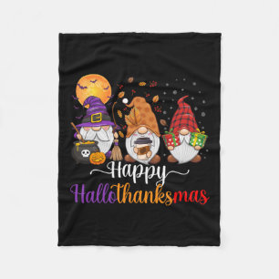 Gnomes Halloween Thanksgiving Christmas Happy Hall Fleece Blanket