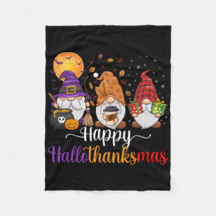 Gnomes Halloween Thanksgiving Christmas Happy Hall Fleece Blanket