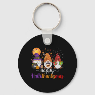 Gnomes Halloween Thanksgiving Christmas Happy Hall Key Ring