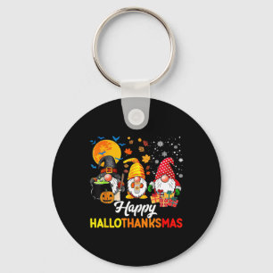 Gnomes Halloween Thanksgiving Christmas Happy Hall Key Ring