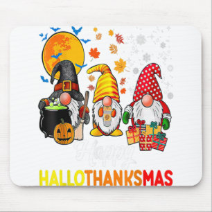 Gnomes Halloween Thanksgiving Christmas Happy Hall Mouse Pad