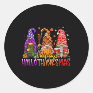 Gnomes Happy Hallothanksmas Halloween Thanksgiving Classic Round Sticker