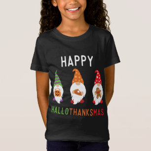 Gnomes Happy Hallothanksmas Halloween Thanksgiving T-Shirt