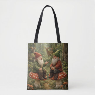 Gnomes having a chat tote bag