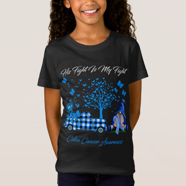 Gnomes His Fight Is My Fight Colon Cancer Awarenes T-Shirt (Front)