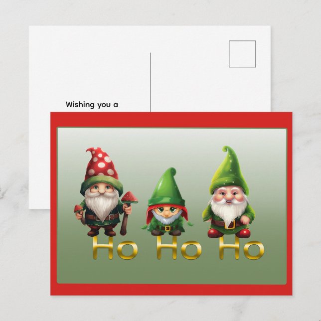 Gnomes Ho Ho Ho Christmas Card (Front/Back)
