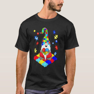 Gnomes Holding Puzzle Heart Shape Autism Awareness T-Shirt