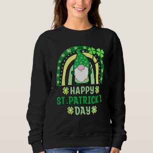 Gnomes Holding Shamrock Leopard Rainbow St Patrick Sweatshirt