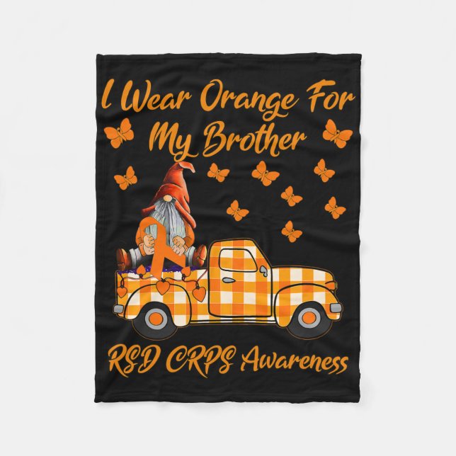 Gnomes I Wear Orange For My Brother Rsd Crps Aware Fleece Blanket (Front)