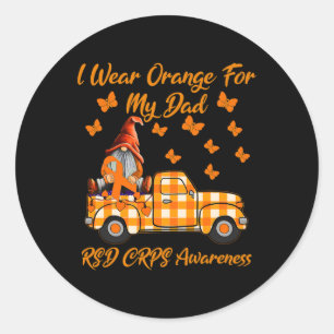 Gnomes I Wear Orange For My Dad Rsd Crps Awareness Classic Round Sticker