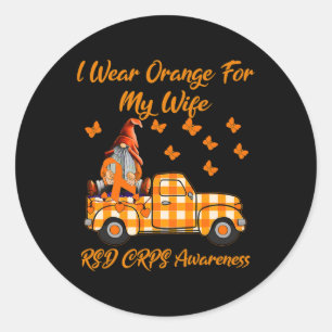 Gnomes I Wear Orange For My Wife Rsd Crps Awarenes Classic Round Sticker