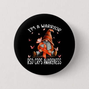 Gnomes I'm A Warrior Rsd Crps Awareness Butterfly 6 Cm Round Badge