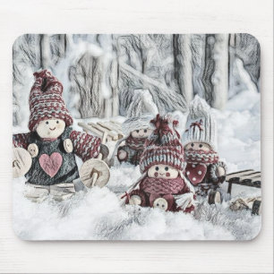 Gnomes in a Winter Scenery Mouse Pad