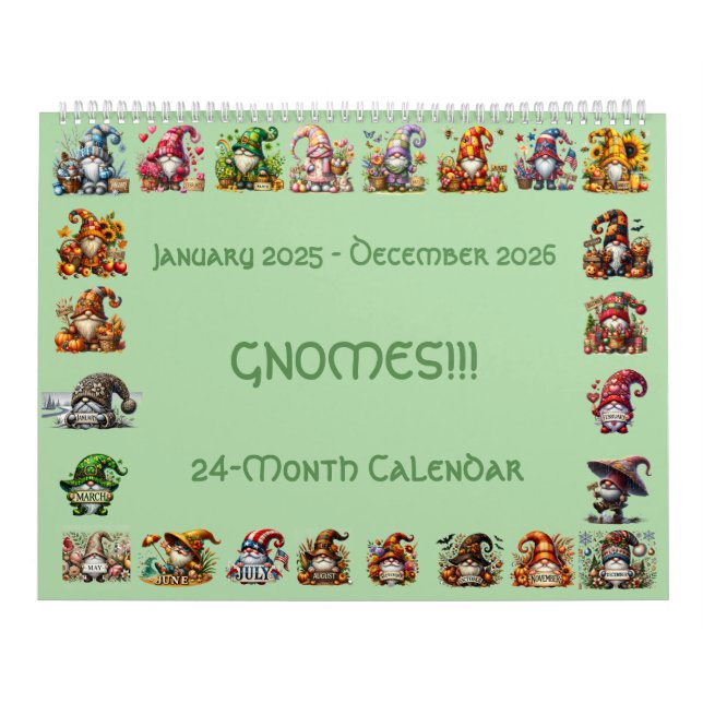 Gnomes in Hats 2025-2026 24-Month Calendar         (Cover)