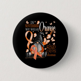 Gnomes In November We Wear Orange Crps Awareness B 6 Cm Round Badge