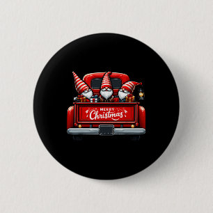 Gnomes In Red Truck Merry Christmas Pajama Family  6 Cm Round Badge