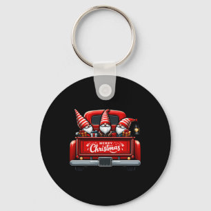 Gnomes In Red Truck Merry Christmas Pajama Family Key Ring