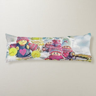 Gnomes in the snow watercolor painting vintage  body cushion