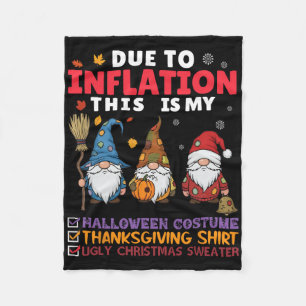 Gnomes Inflation Halloween Thanksgiving Christmas  Fleece Blanket