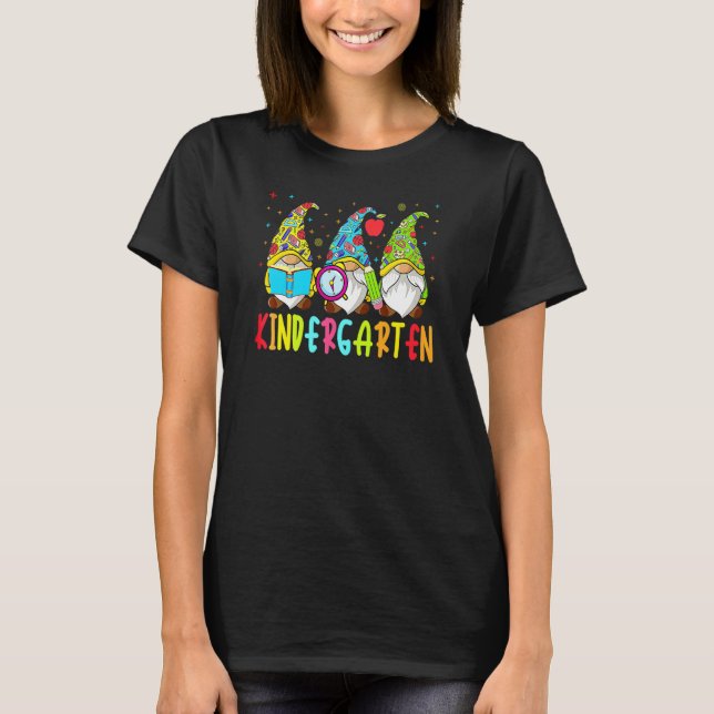Gnomes Kindergarten Crew First Day Teacher Back To T-Shirt (Front)