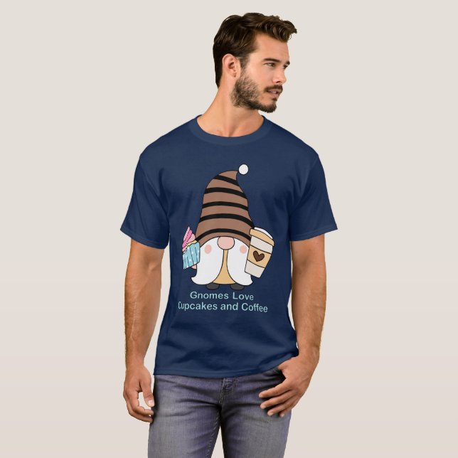 Gnomes Love Cupcakes and Coffee Unisex T-Shirt (Front Full)