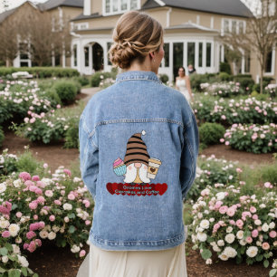 Gnomes Love Cupcakes and Coffee Womens Denim Jacket
