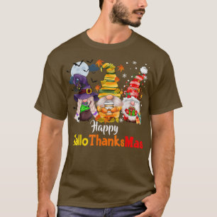 Gnomes Lover Halloween Merry Christmas Happy Hallo T-Shirt