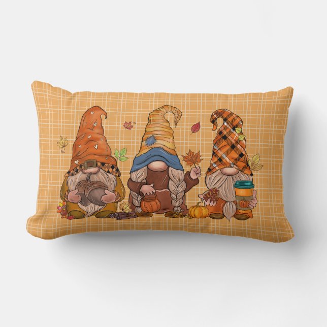 Gnomes Lumbar Throw Pillow (Front)