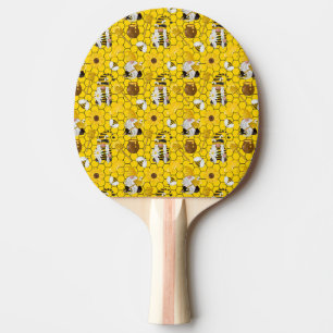Gnomes Making Honey Yellow Floral Honey Bees Ping Pong Paddle