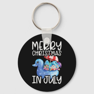 Gnomes Merry Christmas In July Tropical Christmas Key Ring