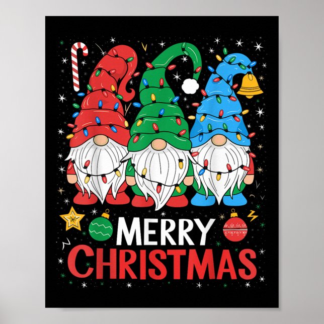 Gnomes Merry Christmas Light Family Gnome Xmas Mat Poster (Front)