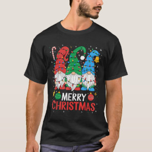 Gnomes Merry Christmas Light Family Gnome Xmas Mat T-Shirt