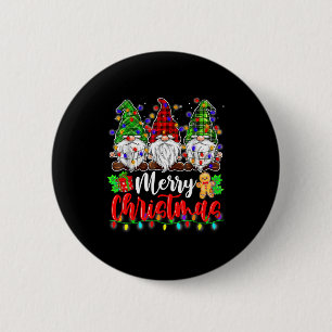 Gnomes Merry Christmas Light Gnome Xmas 6 Cm Round Badge