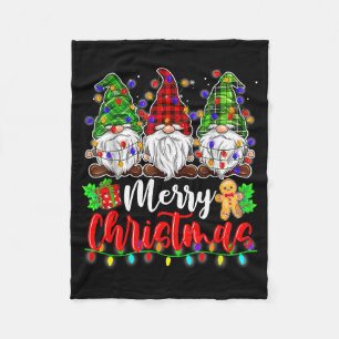 Gnomes Merry Christmas Light Gnome Xmas  Fleece Blanket