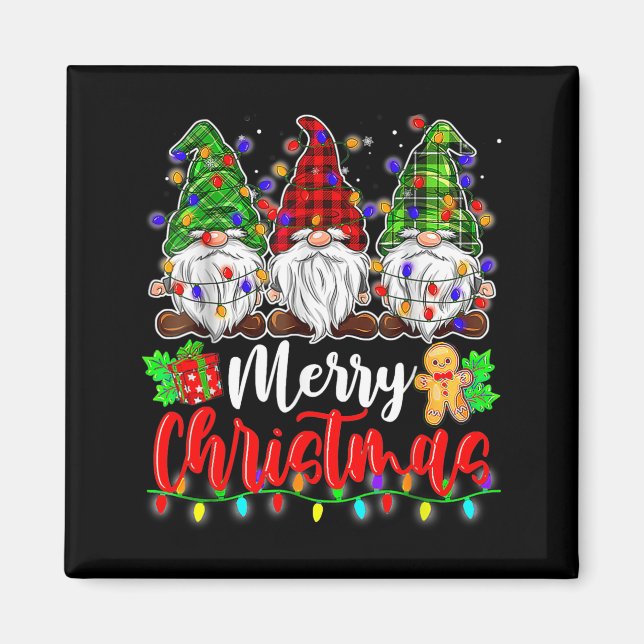 Gnomes Merry Christmas Light Gnome Xmas  Magnet (Front)