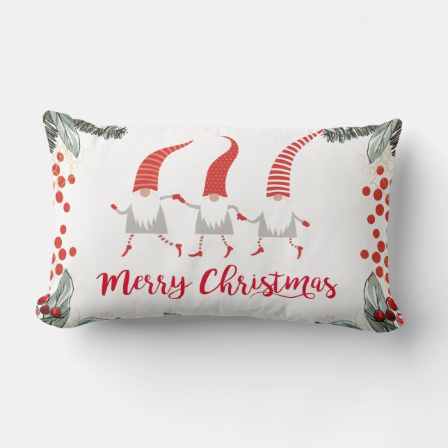 Gnomes Merry Christmas Lumbar Cushion (Front)