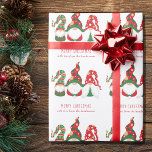 Gnomes Merry Christmas Personalised Wrapping Paper<br><div class="desc">Personalised Christmas wrapping paper featuring three cute Scandinavian-style gnomes with a seasonal red and green hats. You can easily personalise the "Merry Christmas" greeting and your name at the bottom.</div>