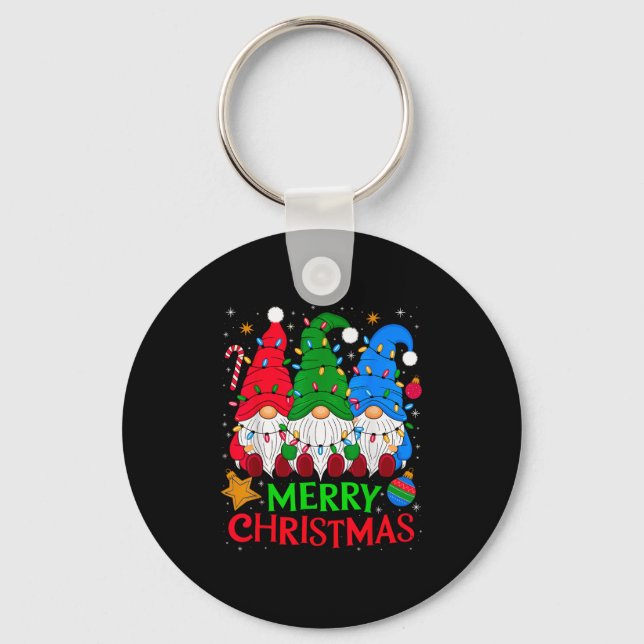 Gnomes Merry Christmas Xmas Matching  Key Ring (Front)