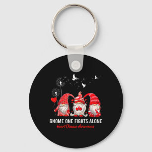 Gnomes One Fights Alone Heart Disease Awareness Key Ring