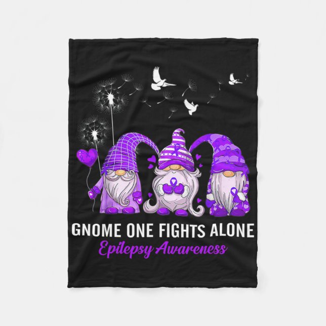 Gnomes One Fights Epilepsy Awareness Alone  Fleece Blanket (Front)