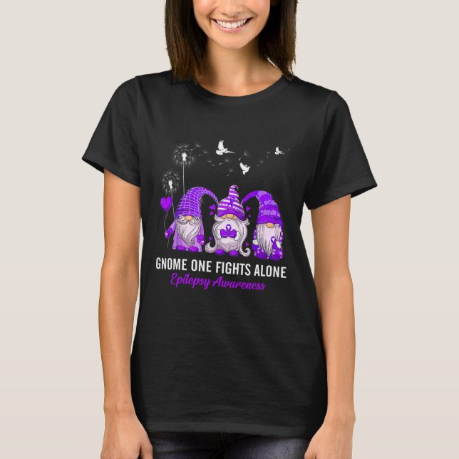 Gnomes One Fights Epilepsy Awareness Alone  T-Shirt (Front)